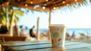Bedruckte Pappbecher für Beachbar