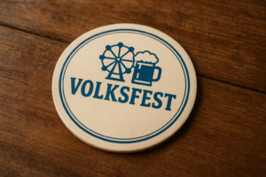 Bedruckte Bierdeckel für Volksfeste