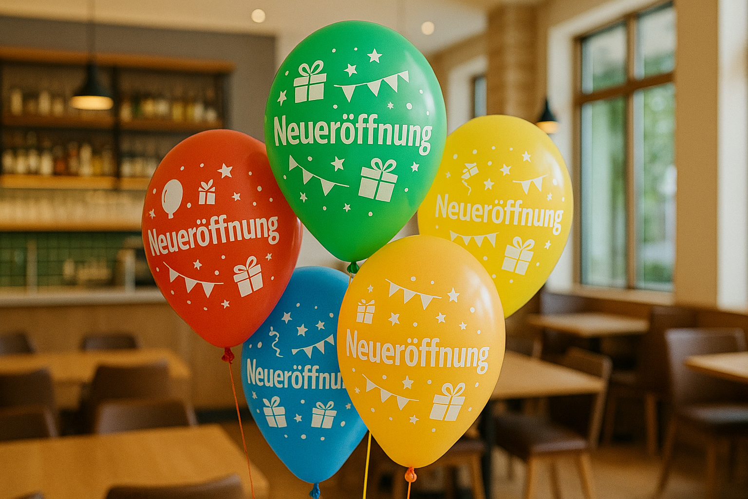 Bedruckte Luftballons für Gastronomie Neueröffnung